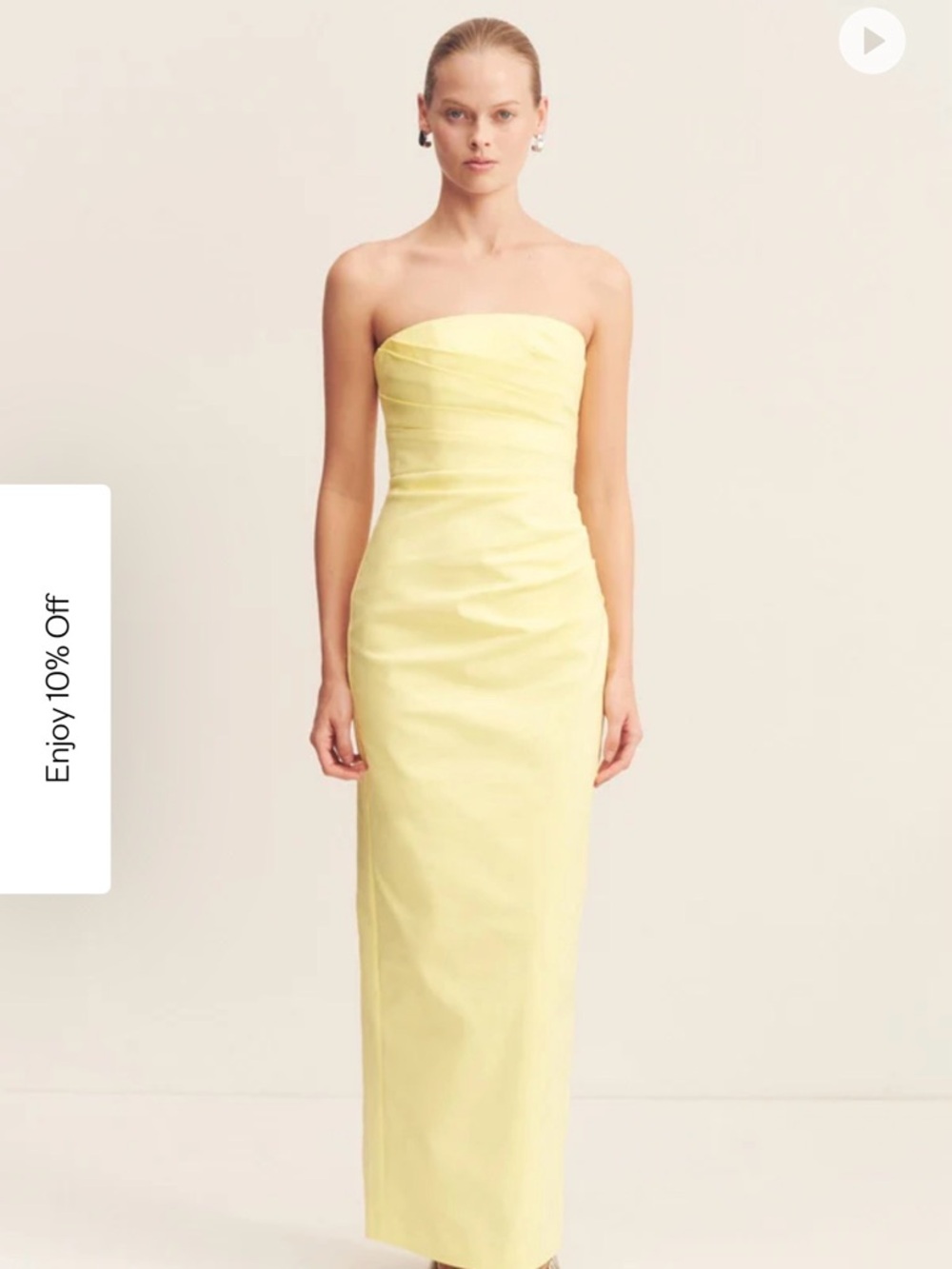 Shona Joy Light Yellow Strapless Column Dress
